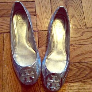 Tory Burch Silver Quinn (Quilted) Reva Flats